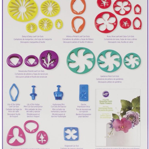 Wilton Gum Paste Outs Piece 28 PC GP Flowers Cut Out Set - Picture 6 of 6